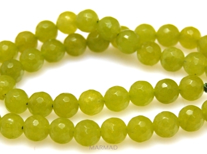 Jadeit fasetowany - kula 8mm - zielono oliwkowy