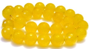Jadeit fasetowany żółty - kula 14mm