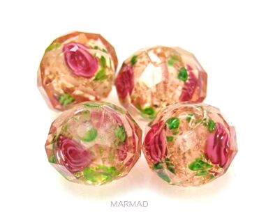 kryształki fasetowane z różyczkami i wielobarwne