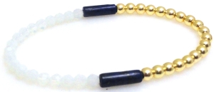 Bransoleta - opalit, lapis lazuli i hematyt złoty - 17,5cm