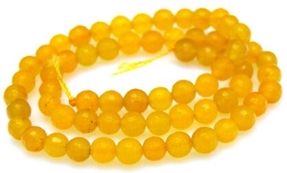 Jadeit fasetowany Malay - kula 6mm - żółty