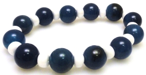 Bransoletka - agat niebieski kule 12mm i koraliki perłowe - 19cm