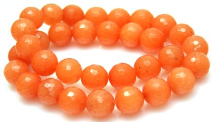 Jadeit fasetowany - kula 12mm - morelowo pomarańczowy