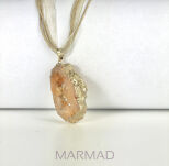 Naszyjnik Agat żółto pomarańczowy druzy w złotej otoczce 41x25x9mm na regulowanym nośniku - 3