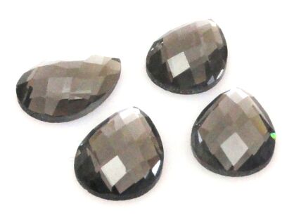 Kaboszon szklany fasetowany - kropla 13x10mm - grey