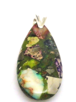 Zawieszka - jaspis cesarski z żywicą kropla 38x15x6mm + srebro 925