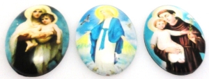 Kaboszony szklane owal 25x18mm - zestaw 3 sztuki - dewocjonalia