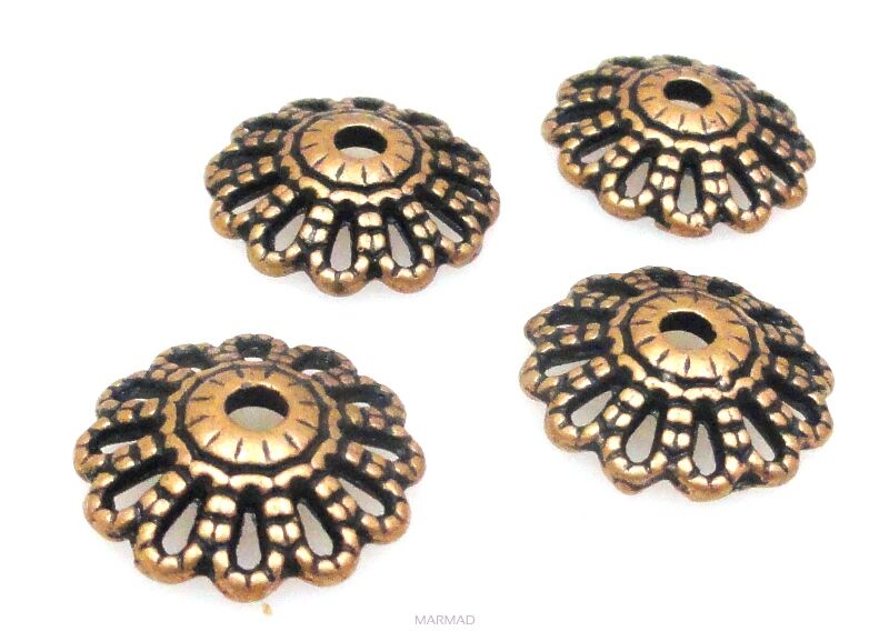 Czapeczki bali na korale - 12mm - red copper