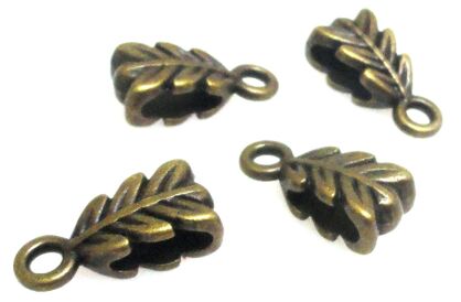 Nakładka, krawatka z oczkiem liść 13x6mm - antyczny brąz