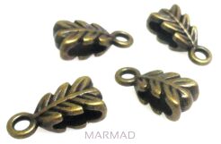 Nakładka, krawatka z oczkiem liść 13x6mm - antyczny brąz