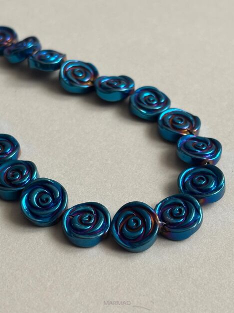 Hematyt niebieski - różyczka 12mm