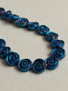 Hematyt niebieski - różyczka 12mm