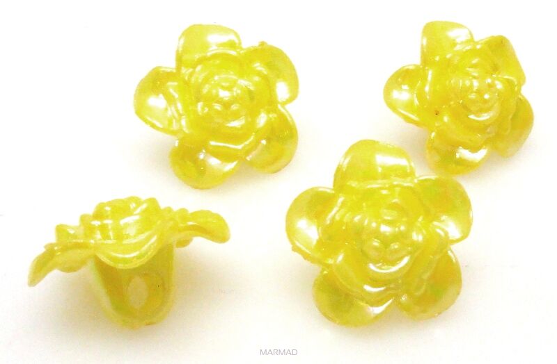 Guziki - kwiatek 17mm - cytrynowe