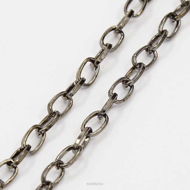 Łańcuszek ogniwka 7x4mm - 1 metr - kolor hematytu