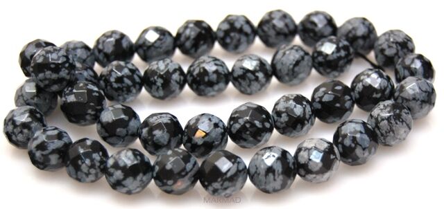 Obsydian śnieżny fasetowany - kula 10mm
