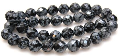 Obsydian śnieżny fasetowany - kula 10mm