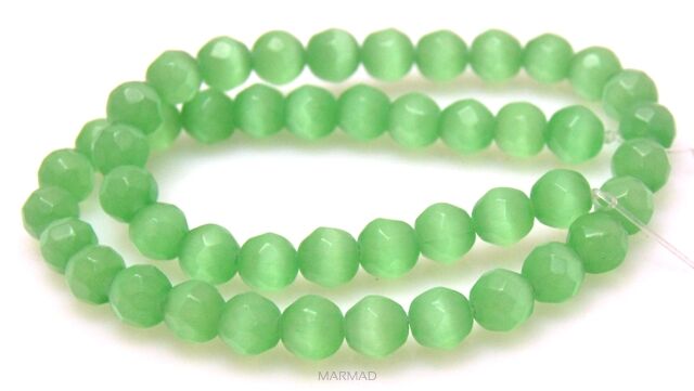 Kocie oko- uleksytowy fasetowany - kula 8mm - jasno zielony