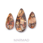 Jaspis cesarski z żywicą - na zawieszkę, wisior kropla 49x20x6mm- czerwono, pomarańczowo, brązowo złoty