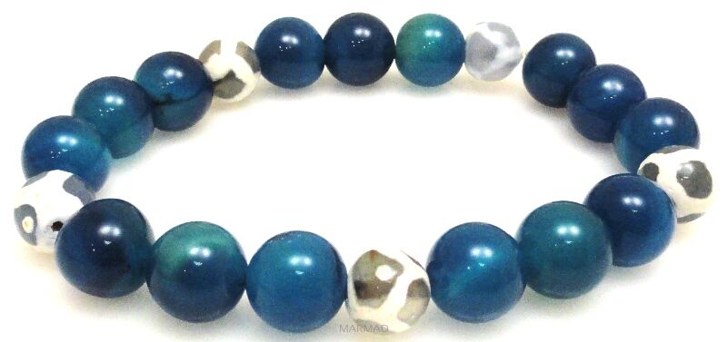 Bransoleta - agat niebieski kule 12mm - 21cm