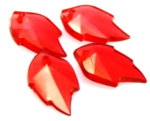 Akryl - liście 24x14mm - czerwone