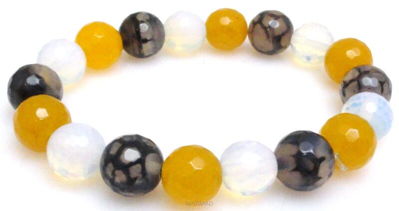 Bransoleta - agat, jadeit i opalit kule 10mm - 17cm