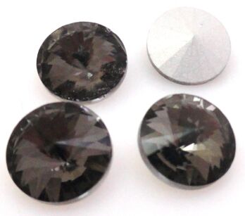 Kaboszon szklany fasetowany - rivoli 12mm - hematite