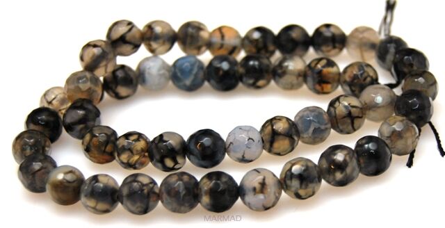 Agat fasetowany szary - kula 8mm - 