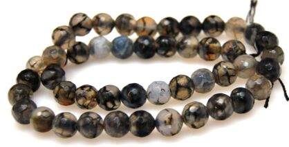 Agat fasetowany szary - kula 8mm - "pajączek"