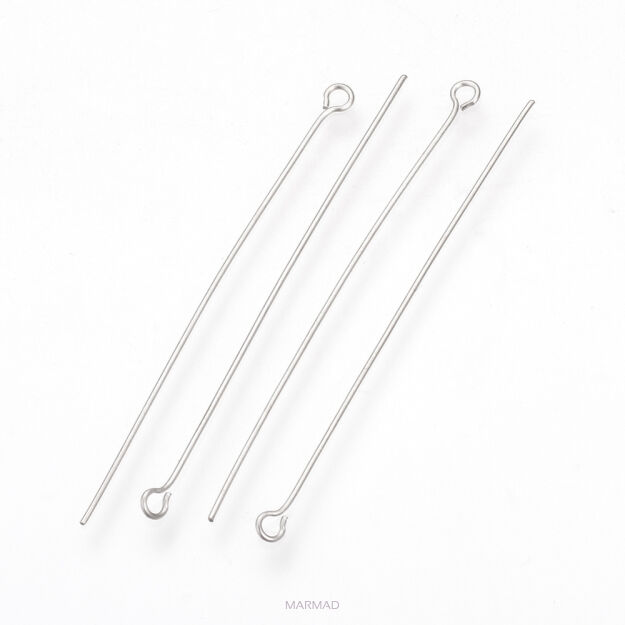 Szpilka z oczkiem 50mm - kolor srebrny