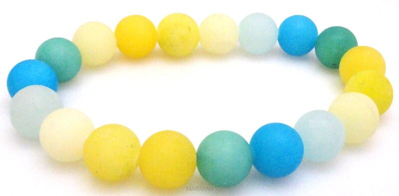 Bransoleta - kolorowy jadeit matowy kule 10mm - 18cm