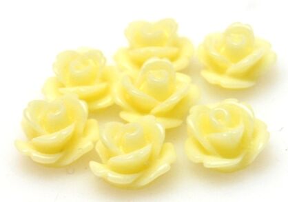 Kaboszon - różyczka 10mm - jasno żólta