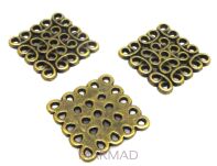 Łącznik ażurowy kwadrat 15x15mm - antyczny brąz