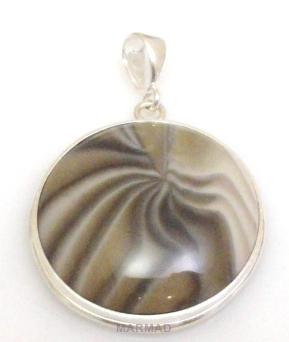Krzemień pasiasty - zawieszka 46x31mm + srebro 925