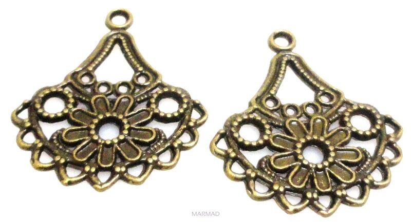 FILIGRAN Baza na wisior, kolczyki 33x28mm - antyczny brąz