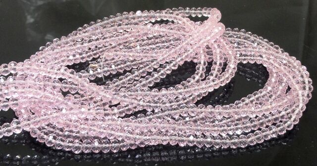 Kryształki fasetowane - oponki 4x3mm - jasno różowe