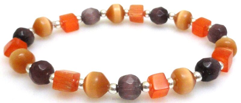 Bransoleta - uleksyt i hematyt srebrny - 19,5cm