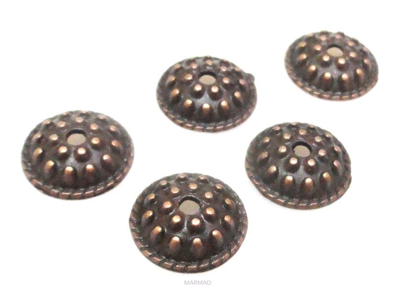 Czapeczki na korale - 10mm - red copper