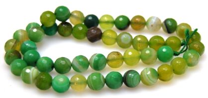 Agat fasetowany - kula 8mm - zielony cieniowany