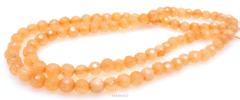Jadeit fasetowany - kula 4mm - pomarańczowo morelowy
