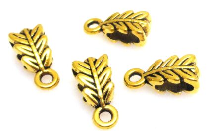 Nakładka, krawatka z oczkiem liść 13x6mm - kolor złoty