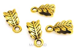 Nakładka, krawatka z oczkiem liść 13x6mm - kolor złoty