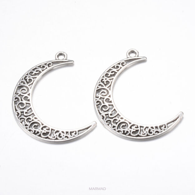 Wisiorek półksiężyc, bez kadmu i ołowiu, antyczne srebro