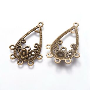 Łącznik, konektor, Baza filigranowa na wisior, kolczyki 40x27mm - antyczny brąz
