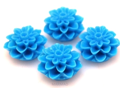 Kaboszon - kwiatek błękitny 14mm