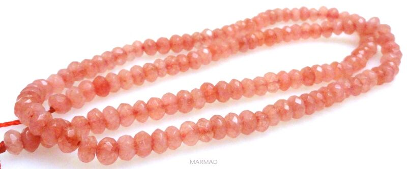 Jadeit fasetowany oponka 4x3mm - jasna malinka