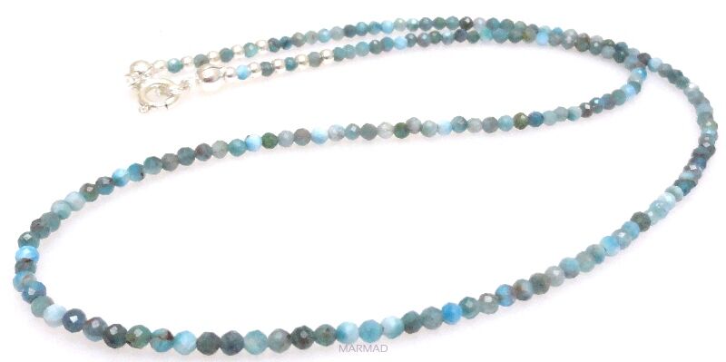 Naszyjnik apatyt fasetowany kulki 2,5mm - srebro 925