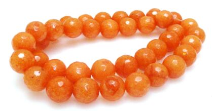 Jadeit fasetowany - kula 10mm - pomarańczowy