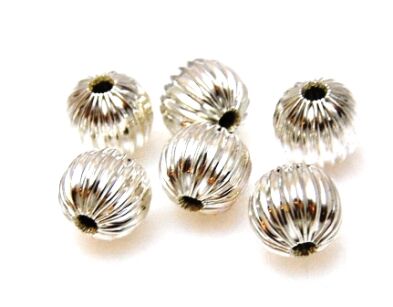 Kula karbowana skręcona 8mm - posrebrzana