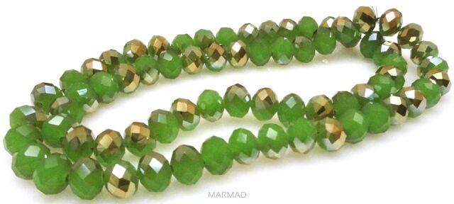 Kryształki fasetowane - oponki 7x6mm - zielono złote