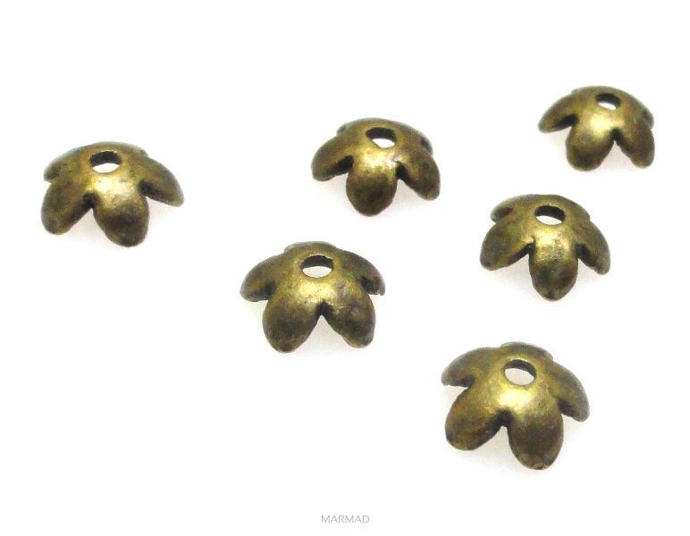 Czapeczki bali na korale 6mm - antyczny brąz